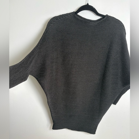Specchio Tops - Specchio Black Ribbed Cocoon Top Size 40 Japanese Minimalist Batwing